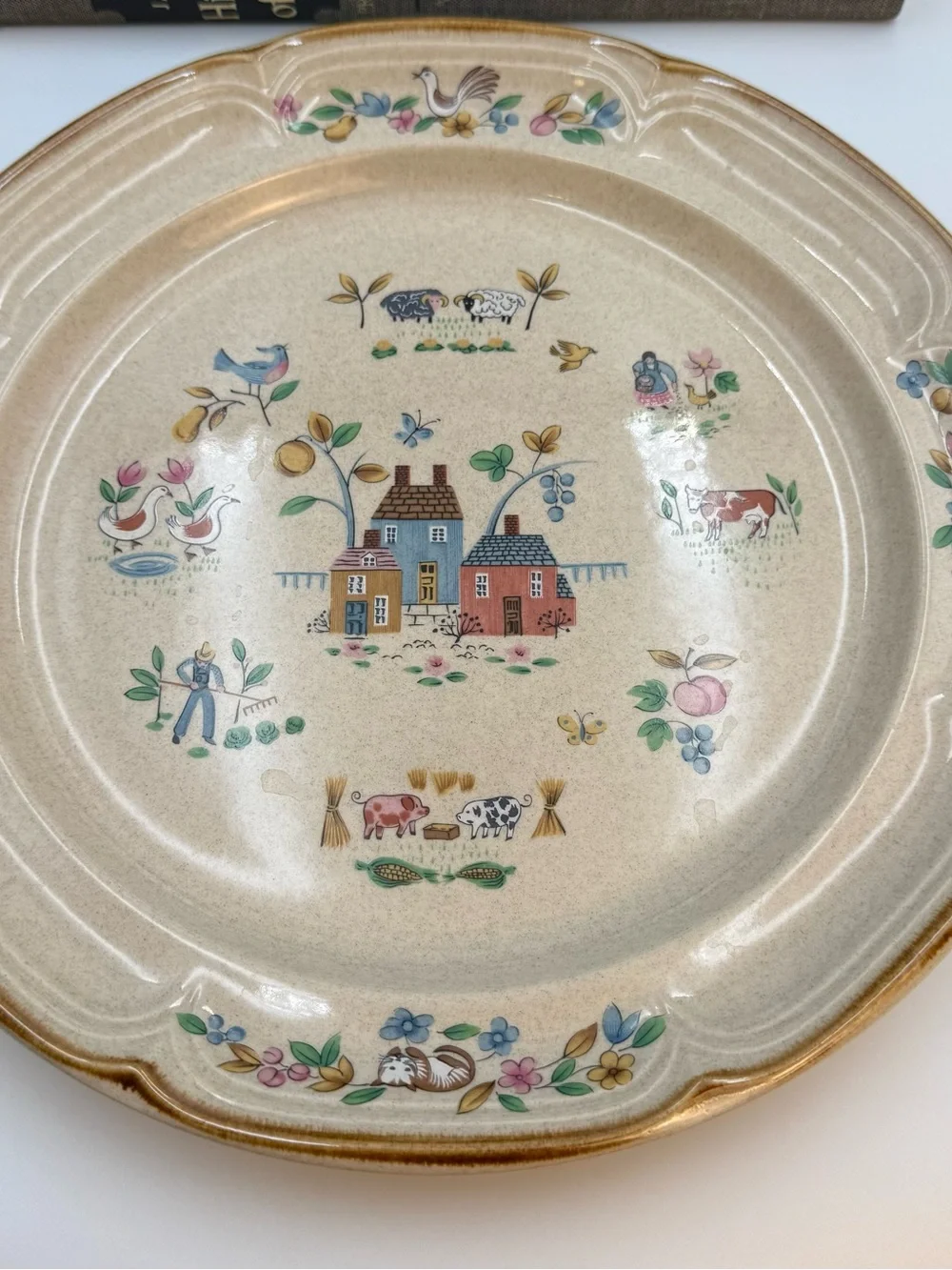International Heartland Stoneware Round 12” Serving Platter Japan Cottage Core